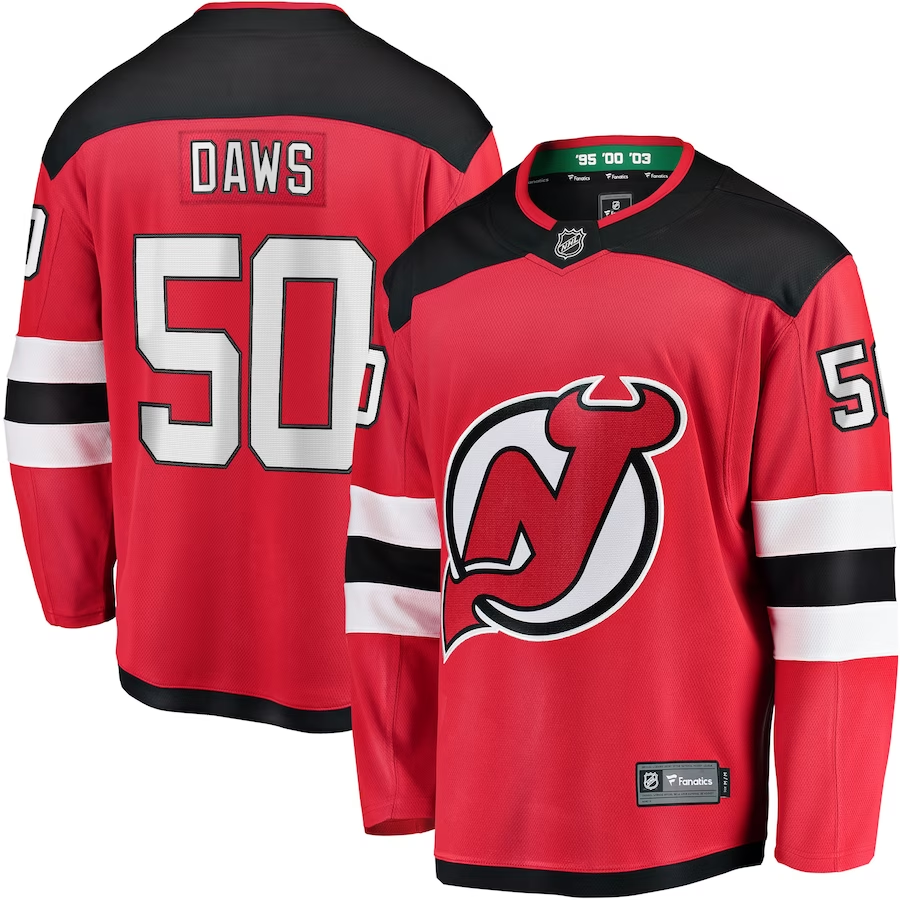 Men's New Jerseys Devils Nico Daws #50 Red Player Game Jerseys