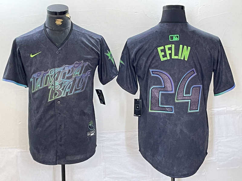 Men's Tampa Bay Rays Zach Eflin #24 Charcoal 2024 City Connect Limited Player Jerseys