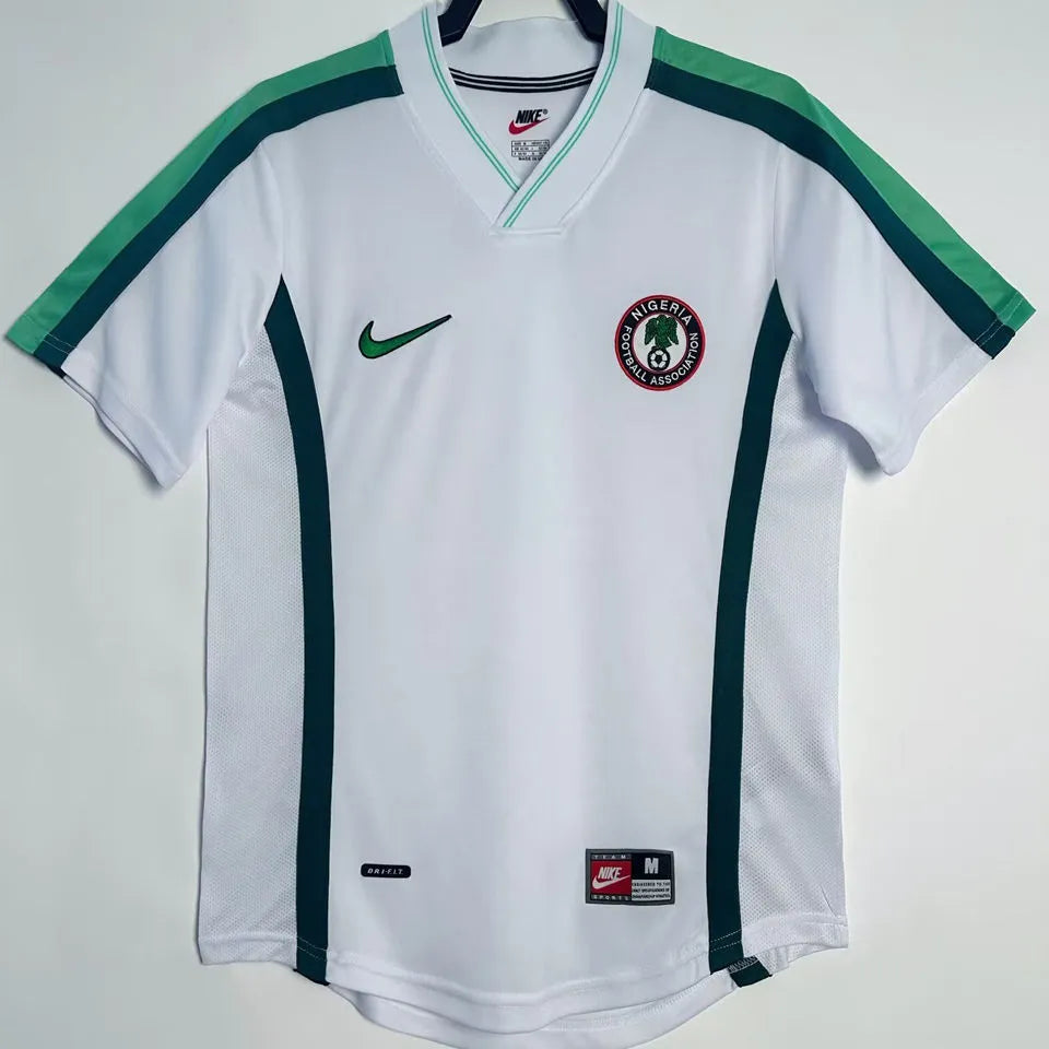 1998 Nigeria Away White Retro Soccer Jersey Front