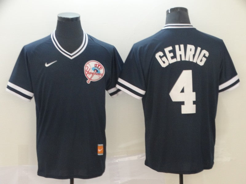 Men's New York Yankees Lou Gehrig #4 Navy Replica Baseball Jerseys