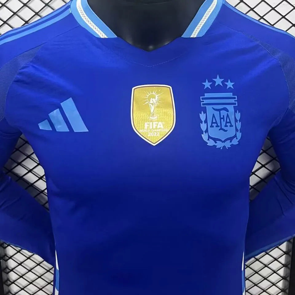 2024/25 Argentina Away Blue Player Version Long Sleeve Jersey (Have FlFA World Champion 2022 有胸前章) Detail 1