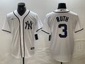 Men's New York Yankees Babe Ruth #3 White Limited Game Jerseys