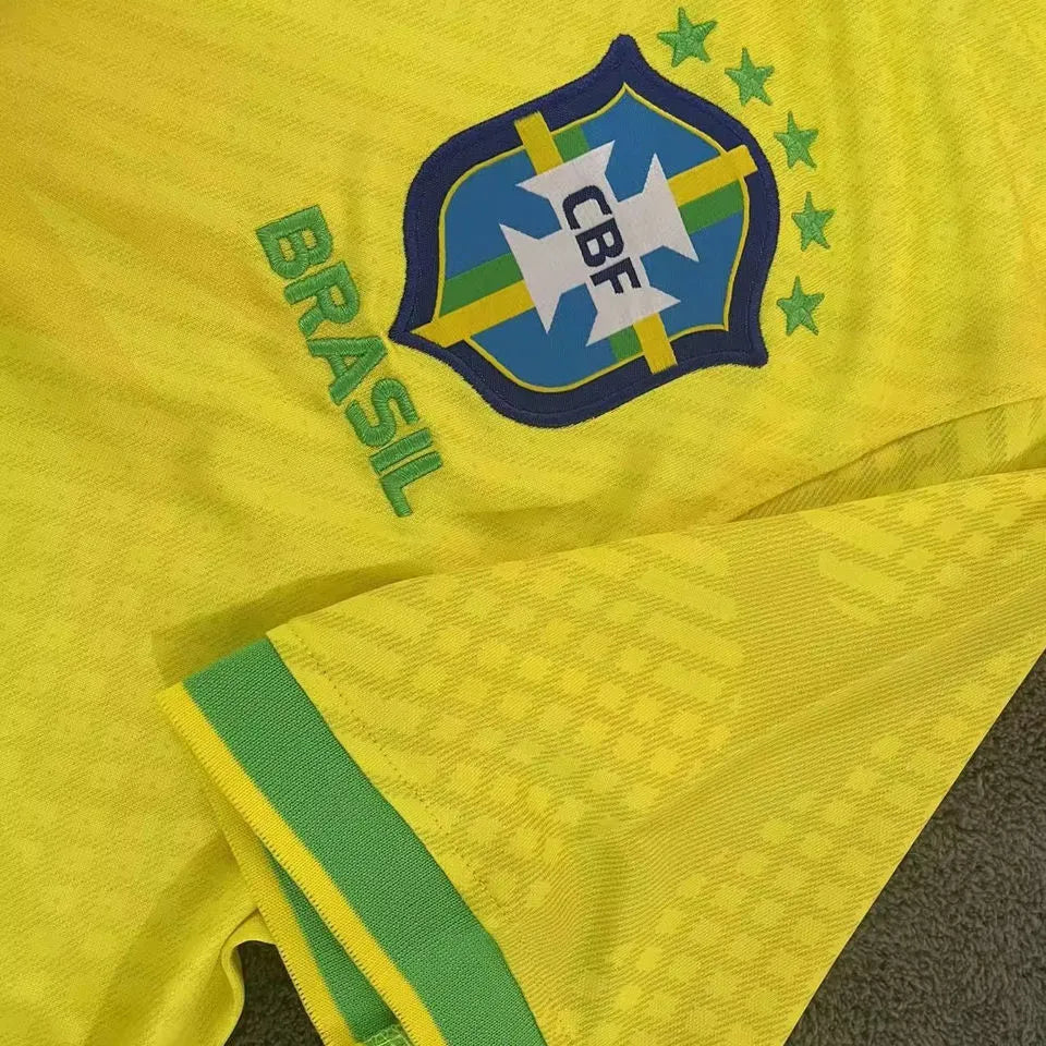 2022/23 Brazil Special Edition Yellow Fans Soccer Jersey Detail 4