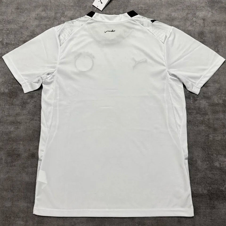 2026/27 Egypt Away White Fans Soccer Jersey (Have Right Patch 有右臂章 黑底白字） Detail 1
