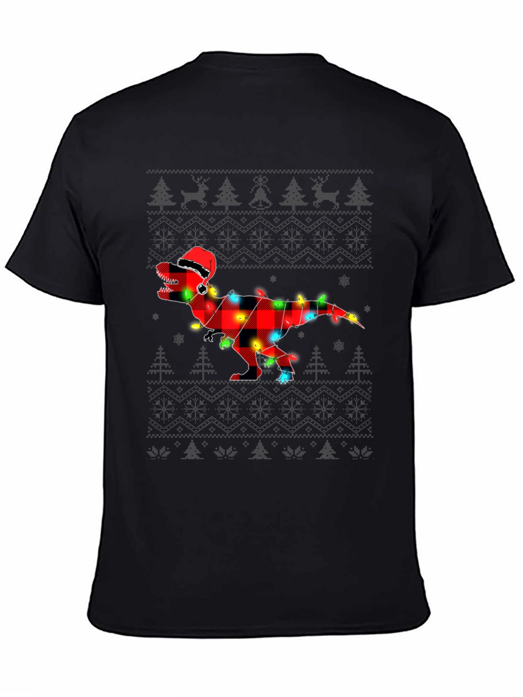 Plaid Dinosaur Christmas T-Shirt