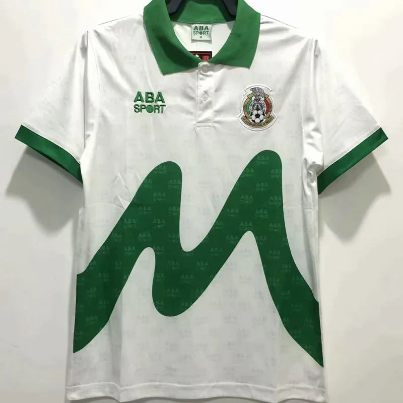 1995 Mexico Away White Retro Soccer Jersey Front