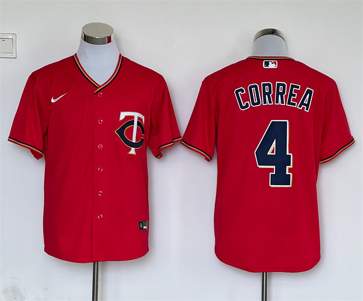 Men's Minnesota Twins Carlos Correa #4 Red Replica Player Jerseys