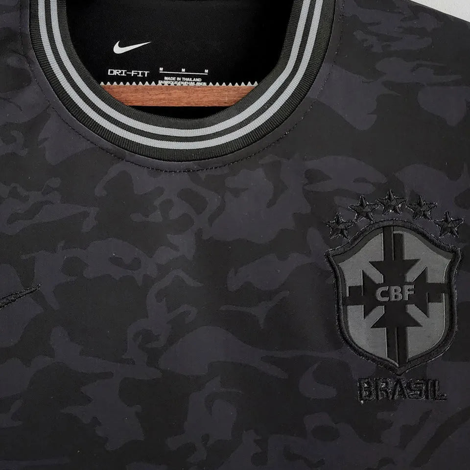 2022 Brazil Black Fans Soccer Jersey Detail 1