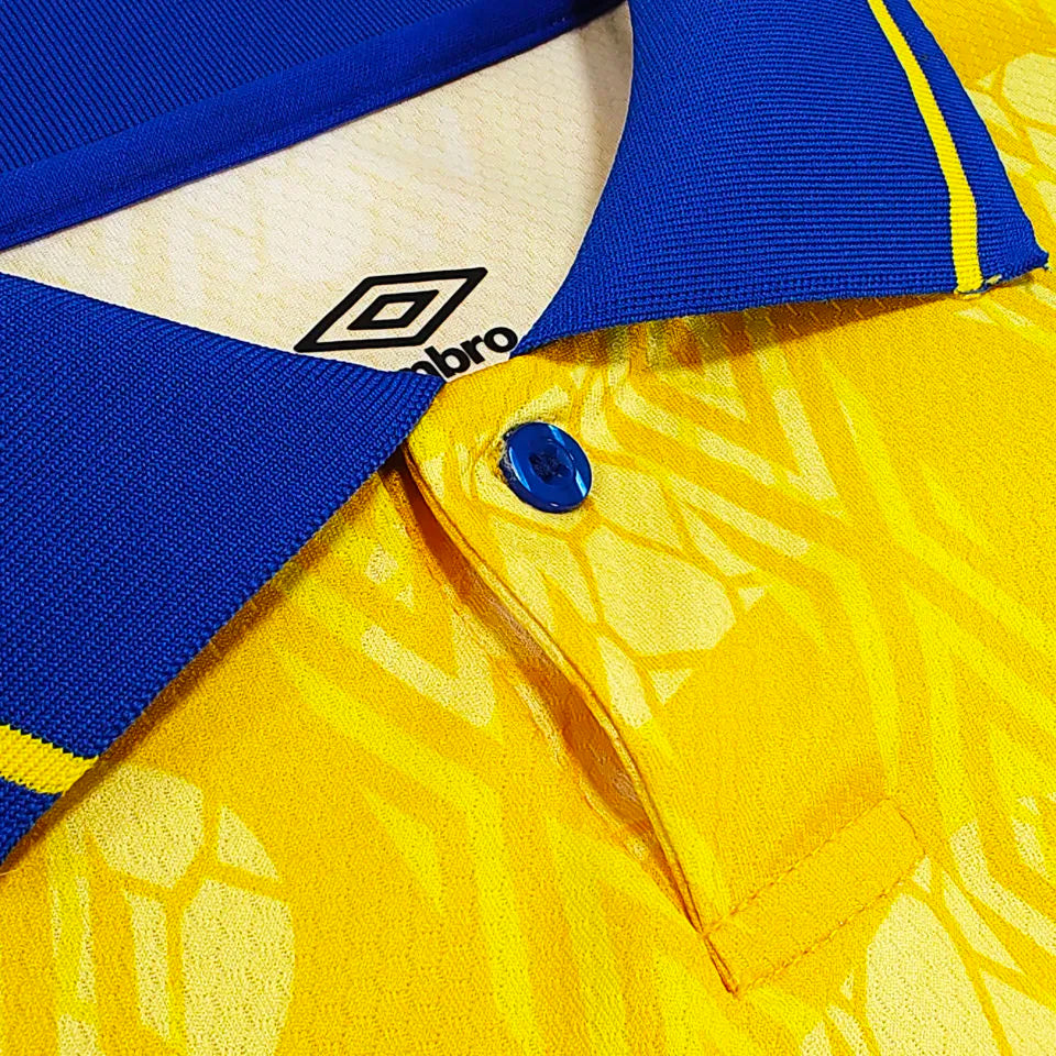 1994 Colombia Home Yellow Retro Long Sleeve Soccer Jersey Detail 3