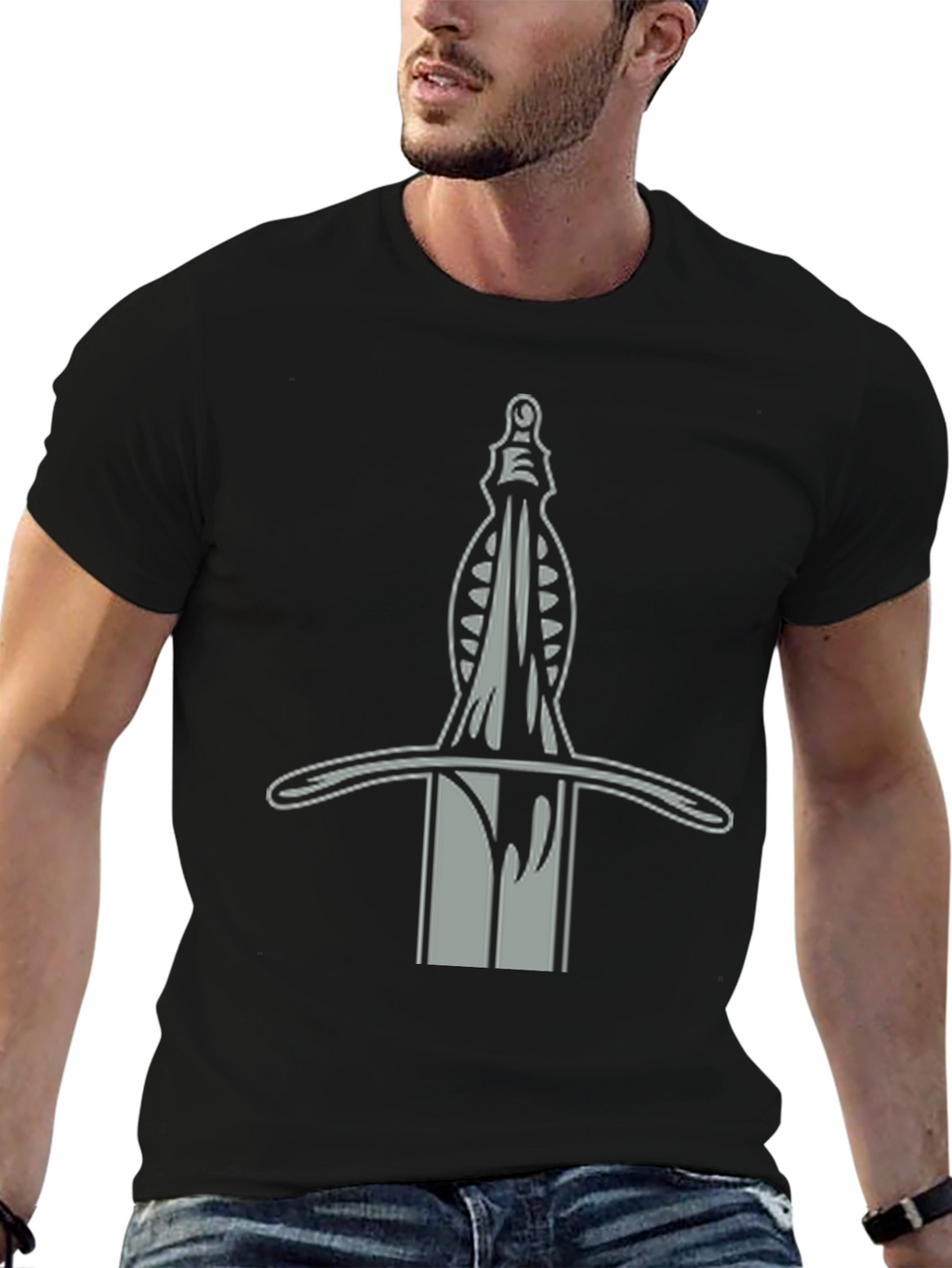 Sword Graphic Tee - Medieval Inspired Black T-Shirt