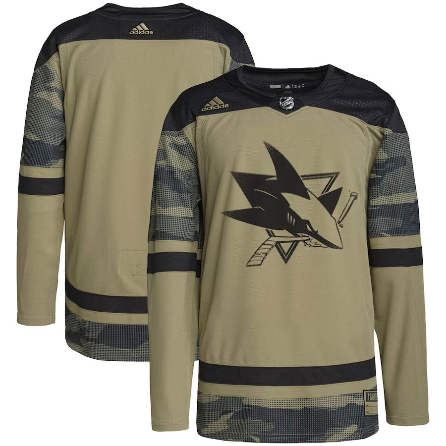 Men's San Jose Sharks Camo Military Appreciation Team Authentic Practice Blank Jerseys