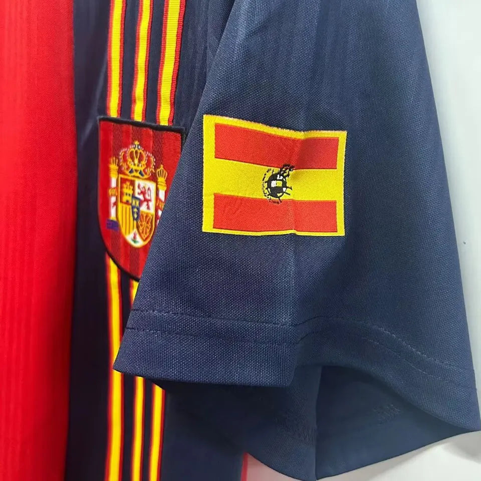 1996 Spain Home Red Retro Soccer Jersey Detail 4