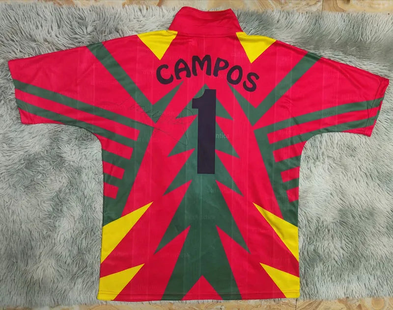 Mexico Campos #1 Red Commemorative Edition Retro Soccer Jersey (纪念版) Detail 1