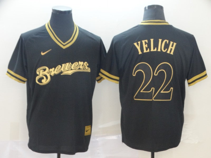 Men's Milwaukee Brewers Christian Yelich #22 Black Player Jerseys