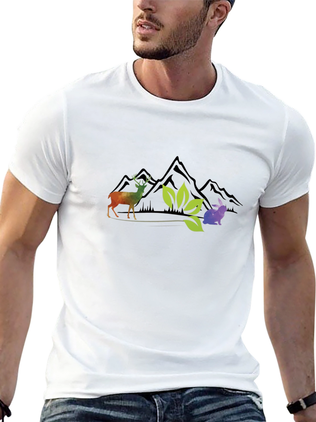 Nature Graphic Tee - Deer Rabbit Mountains