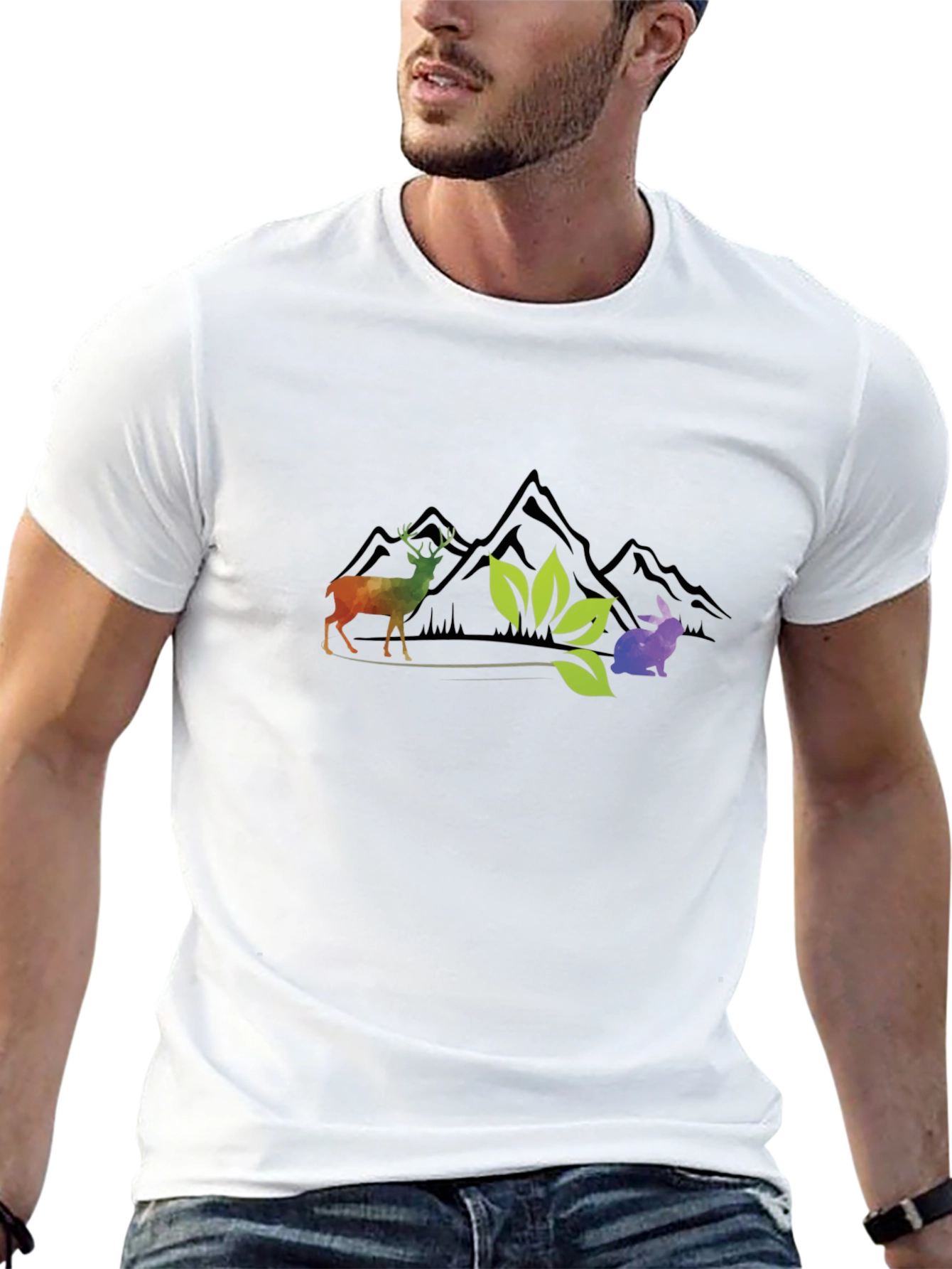 Nature Graphic Tee - Deer Rabbit Mountains