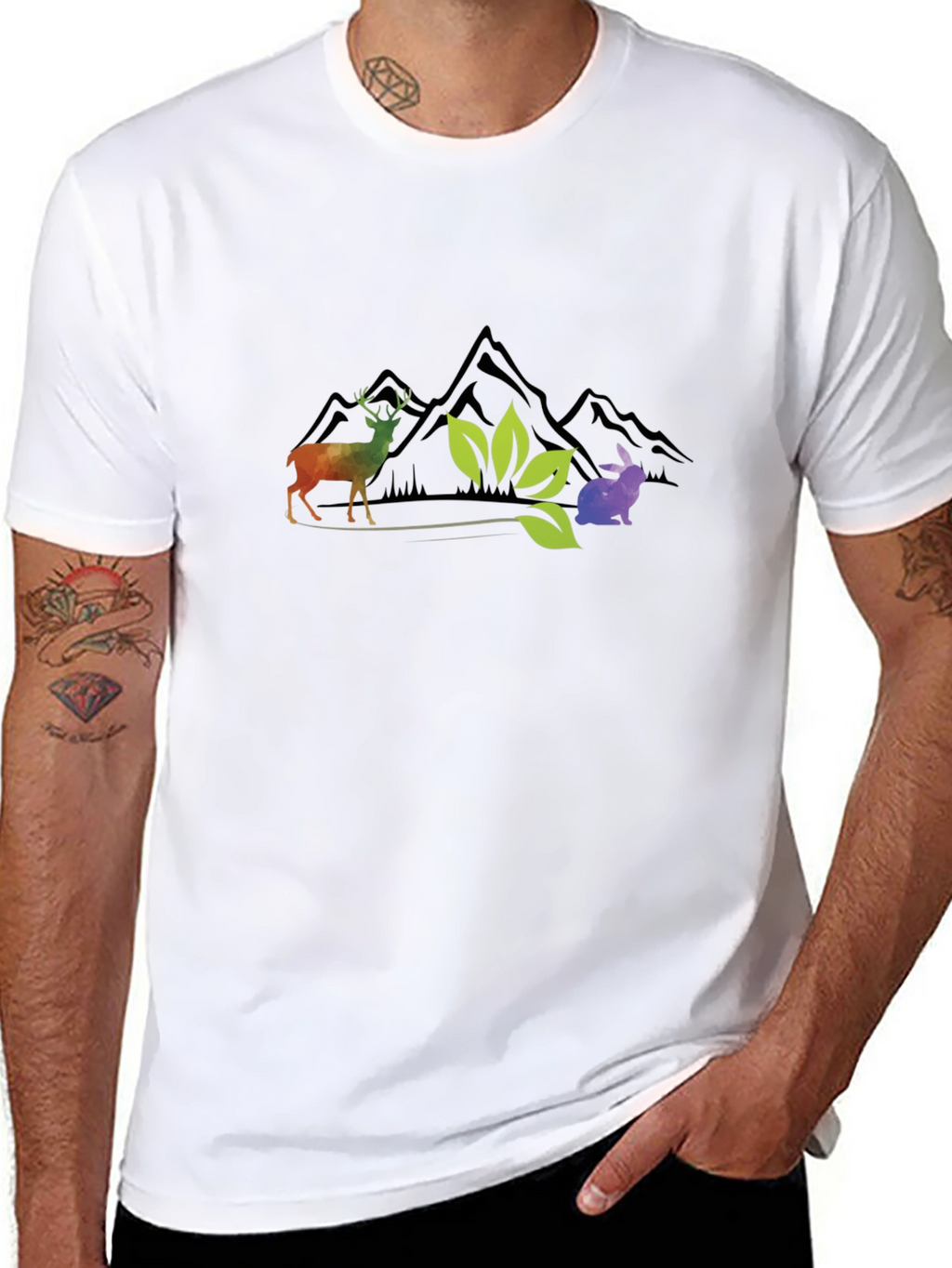 Nature Graphic Tee - Deer Rabbit Mountains