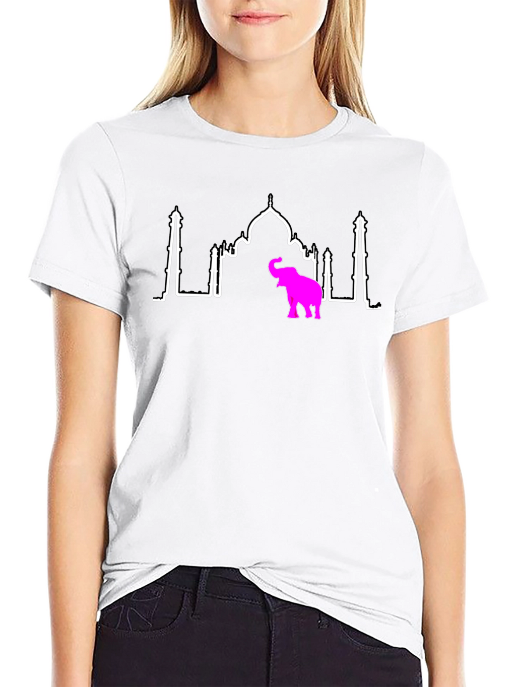 Taj Mahal & Elephant Graphic Tee - Black