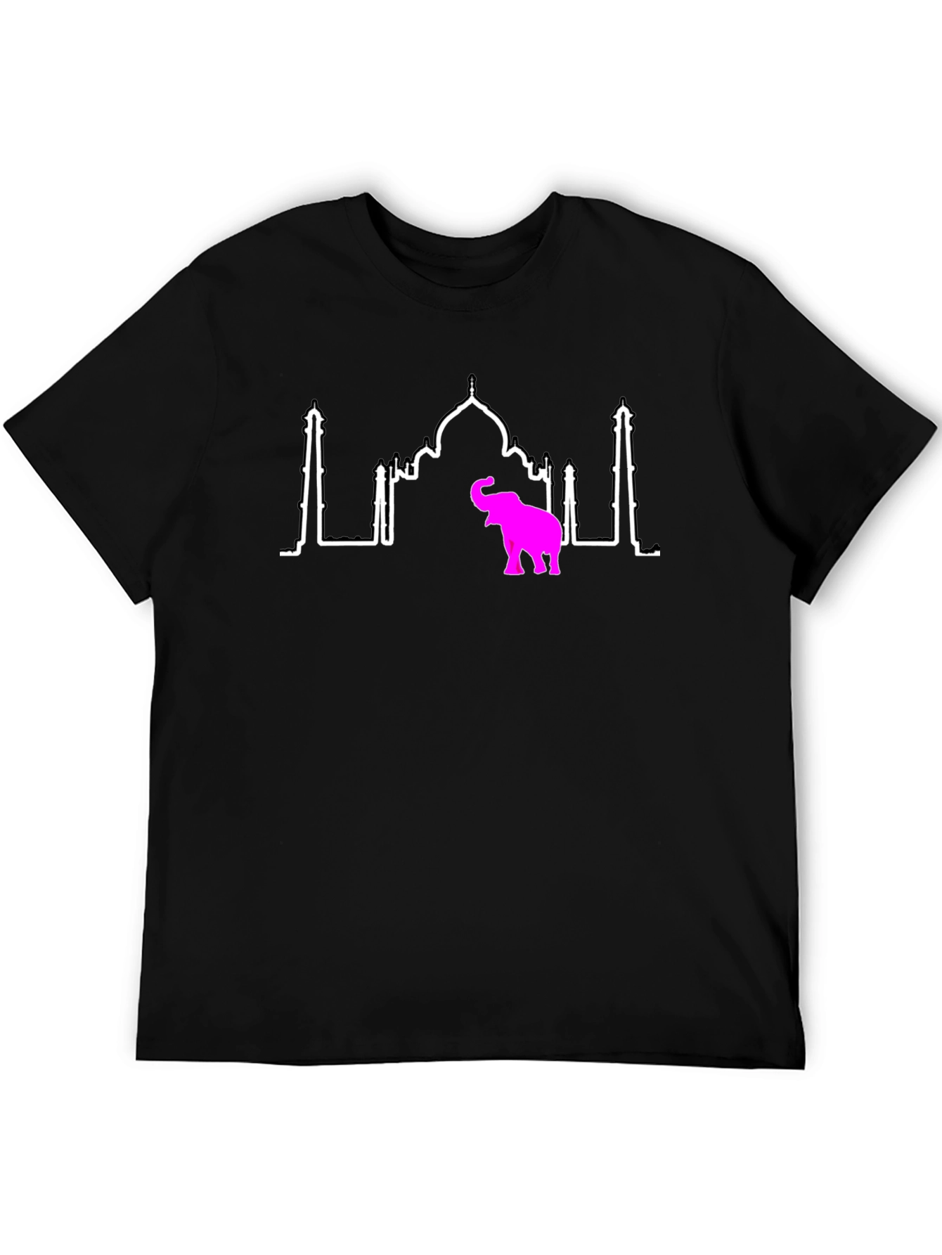 Taj Mahal & Elephant Graphic Tee - Black