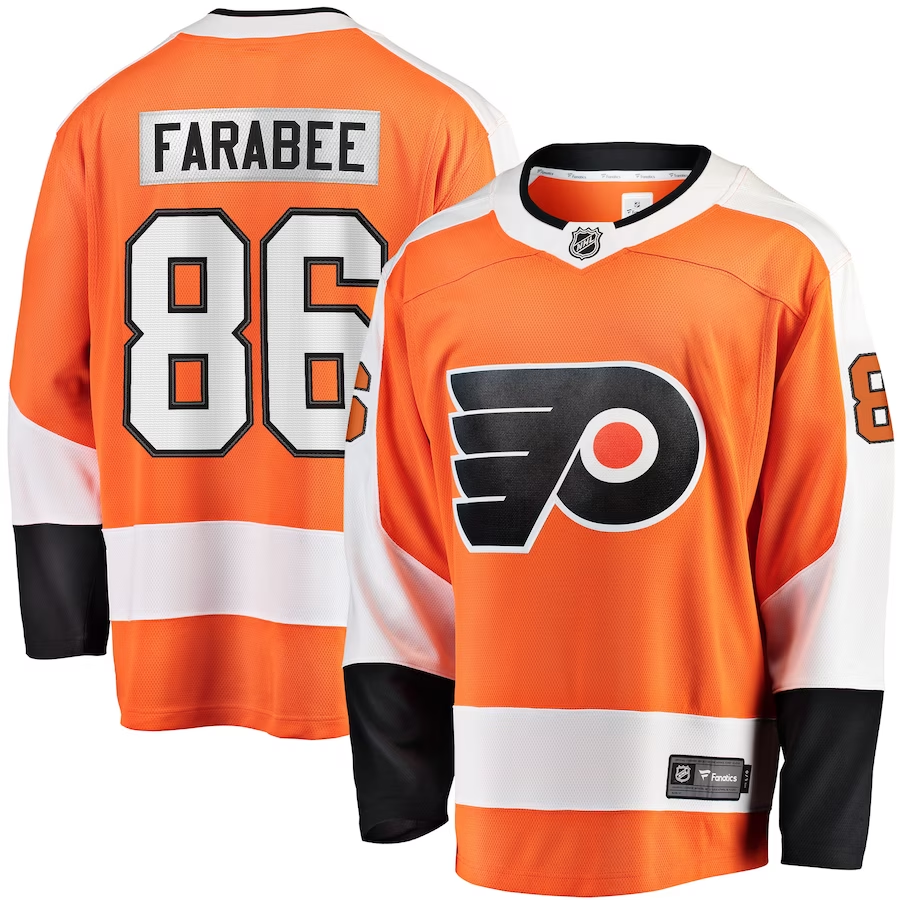 Men's Philadelphia Flyers Joel Farabee #86 Orange Replica Player Jerseys