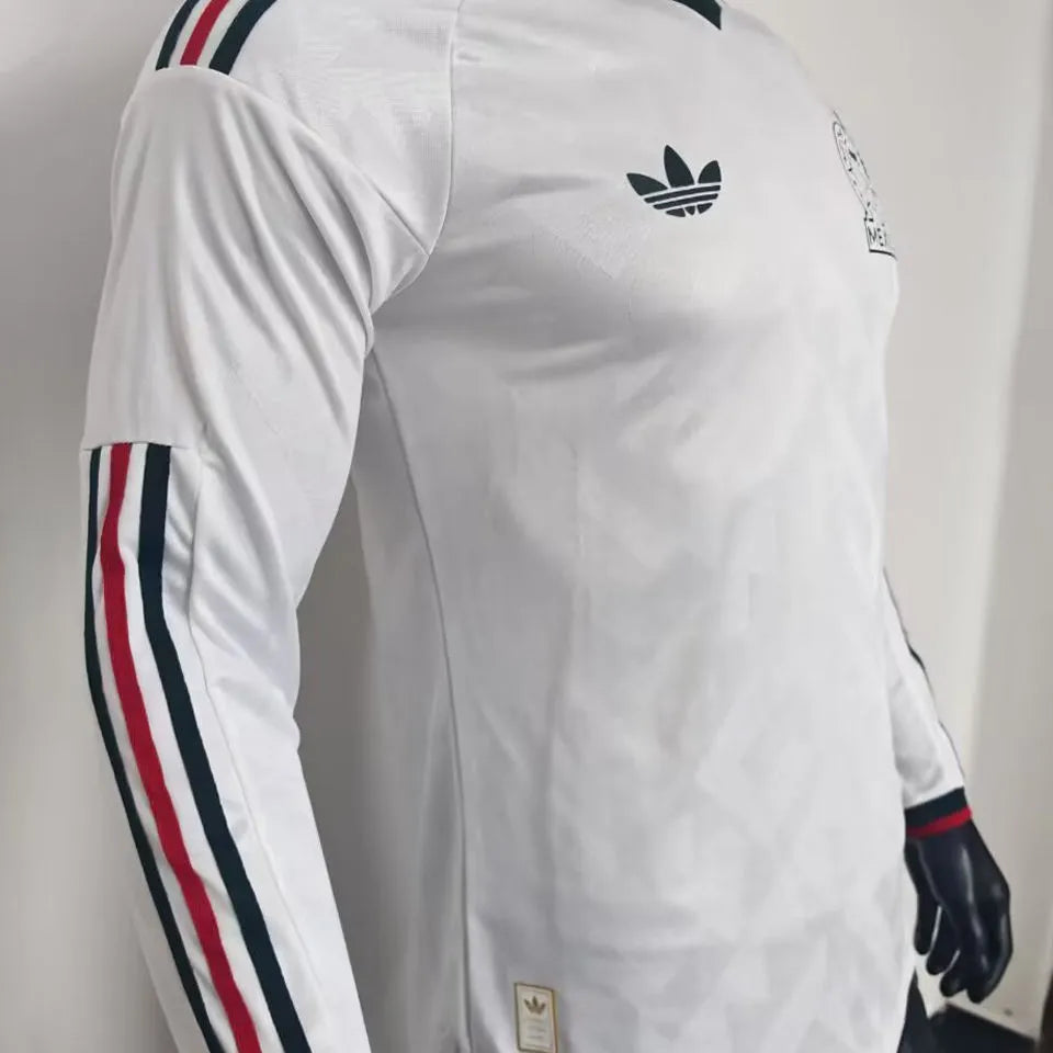 2026/27 Mexico Away White Player Version Long Sleeve Soccer Jersey Detail 4