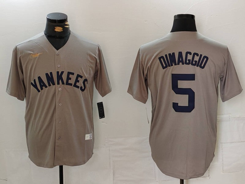 Men's New York Yankees Joe Dimaggio #5 Gray Road Cooperstown Collection Player Jerseys