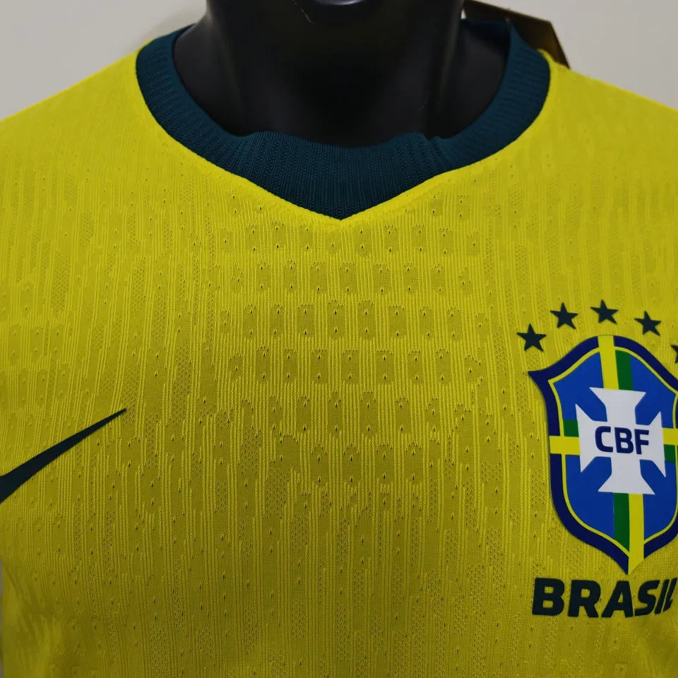 2026/27 Brazil Home Yellow Player Version Soccer Jersey Detail 1