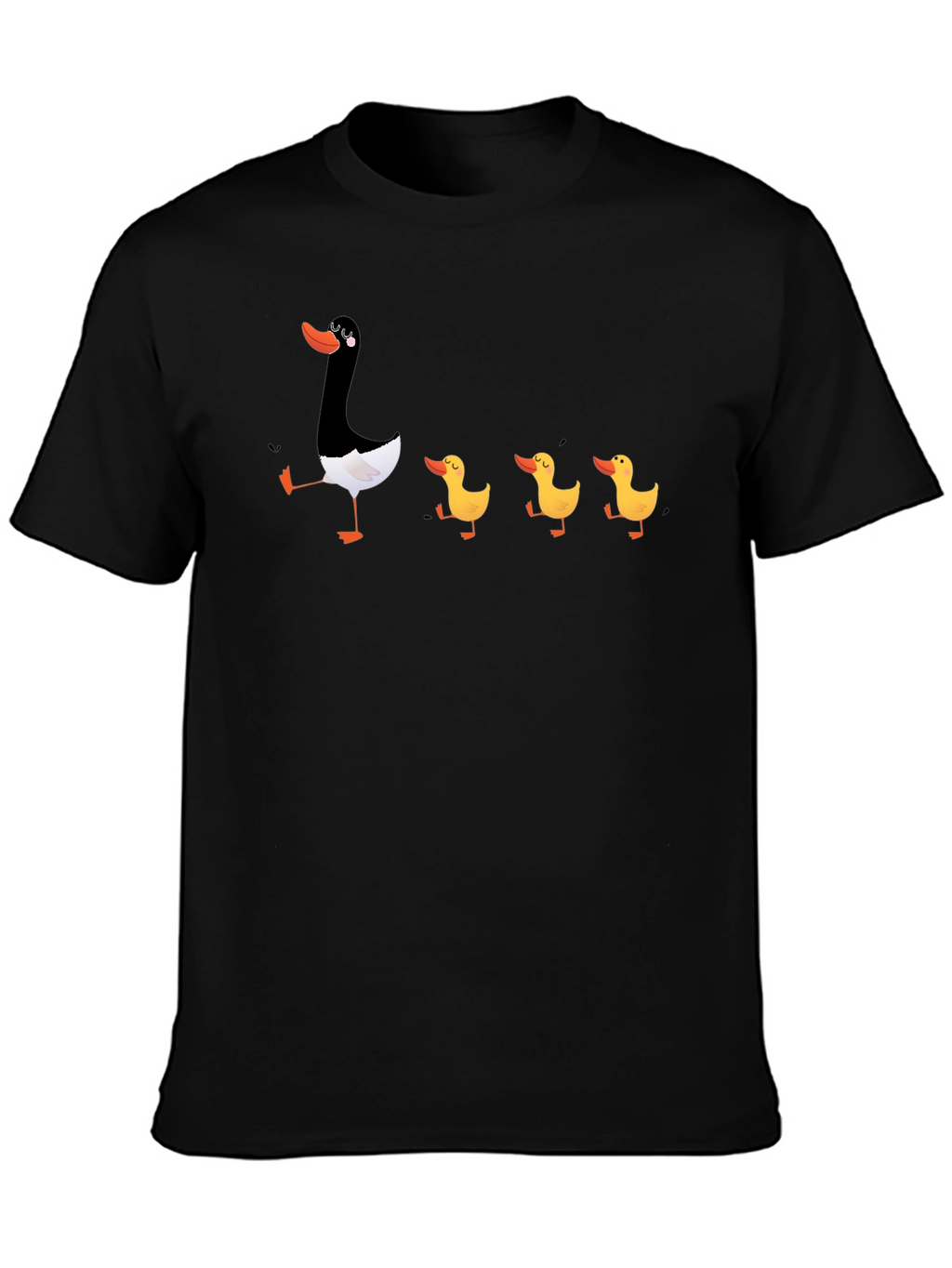 Duck Family Graphic T-Shirt - Quirky Black Tee