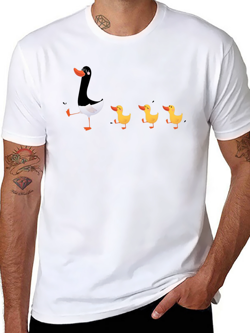 Duck Family Graphic T-Shirt - Quirky Black Tee