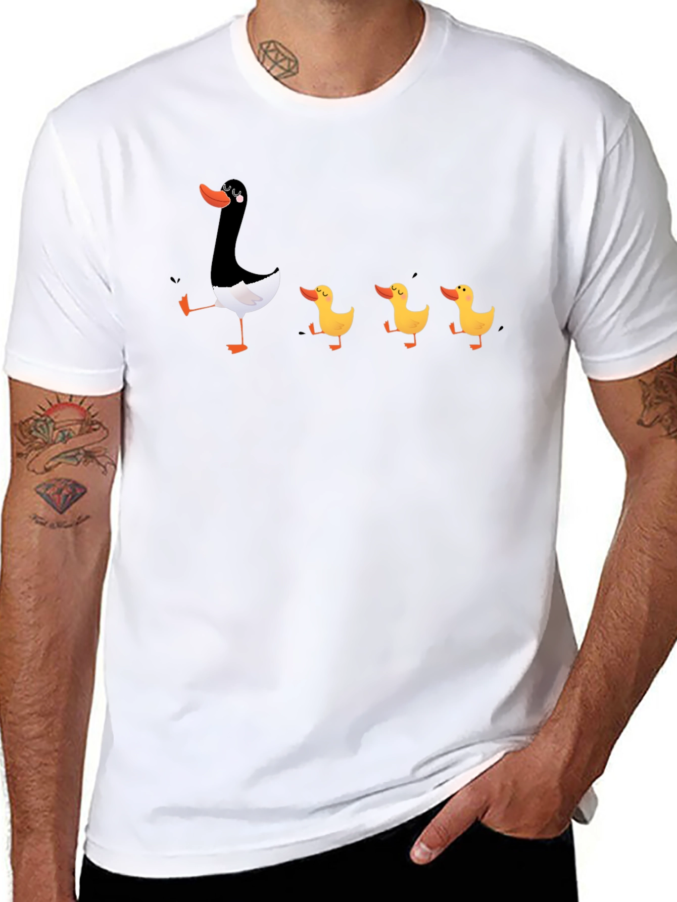 Duck Family Graphic T-Shirt - Quirky Black Tee