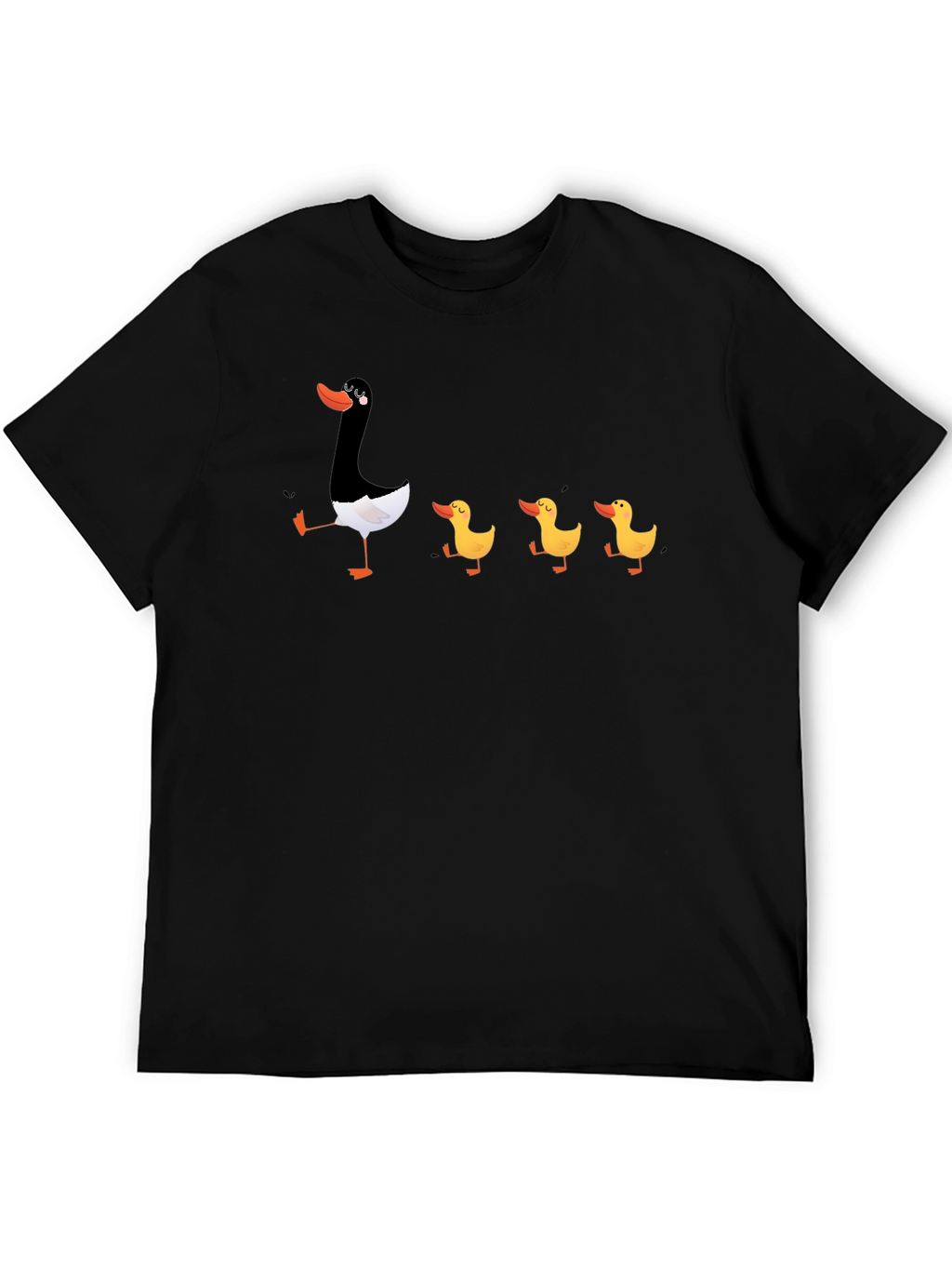 Duck Family Graphic T-Shirt - Quirky Black Tee