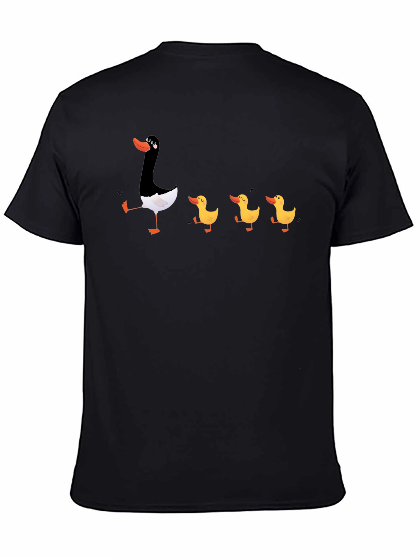 Duck Family Graphic T-Shirt - Quirky Black Tee