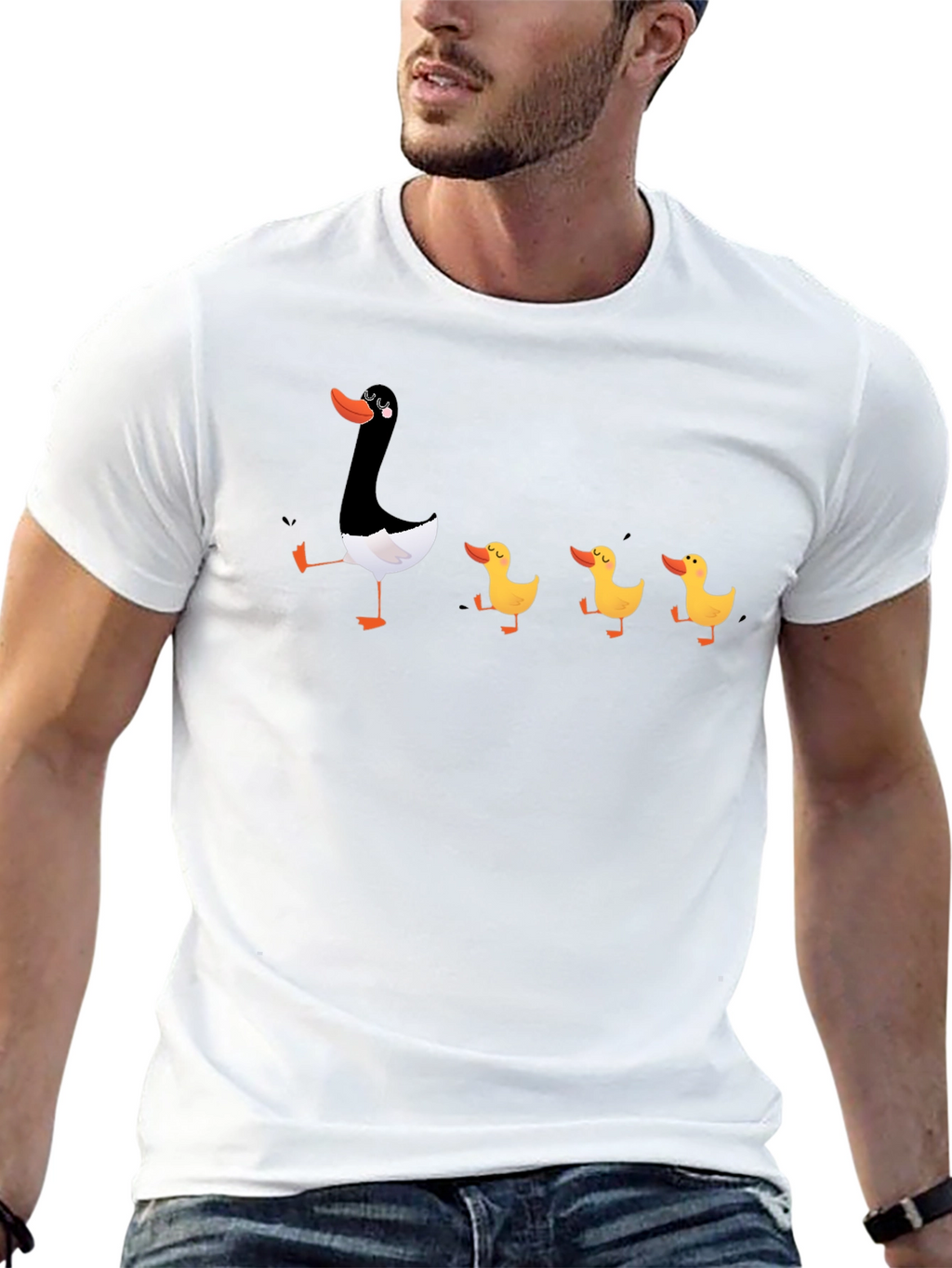 Duck Family Graphic T-Shirt - Quirky Black Tee