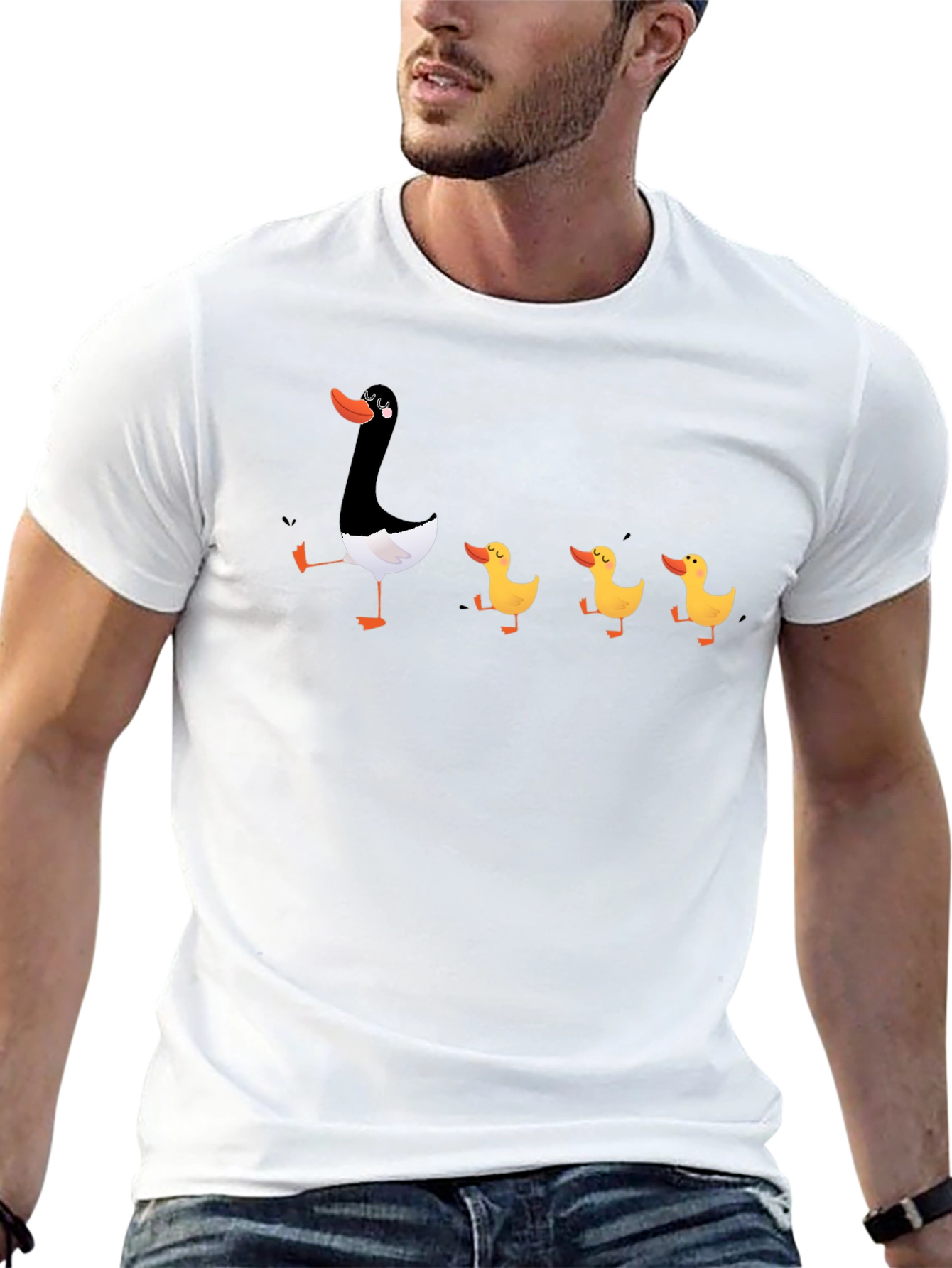 Duck Family Graphic T-Shirt - Quirky Black Tee