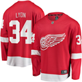 Men's Detroit Red Wings Alex Lyon #34 Red Home Breakaway Jerseys