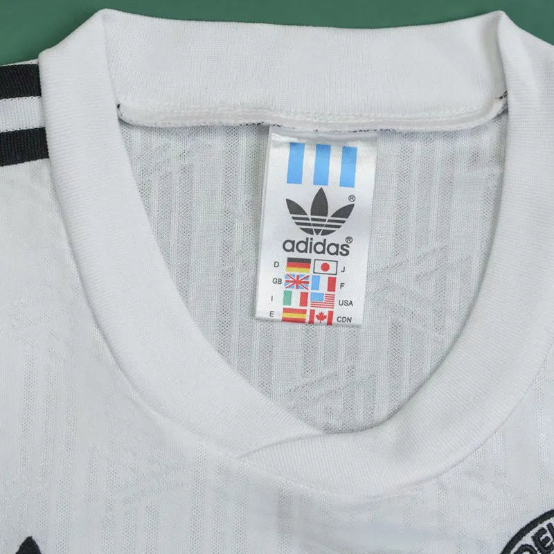 1990 Germany Home White Retro Long Sleeve Soccer Jersey Detail 2