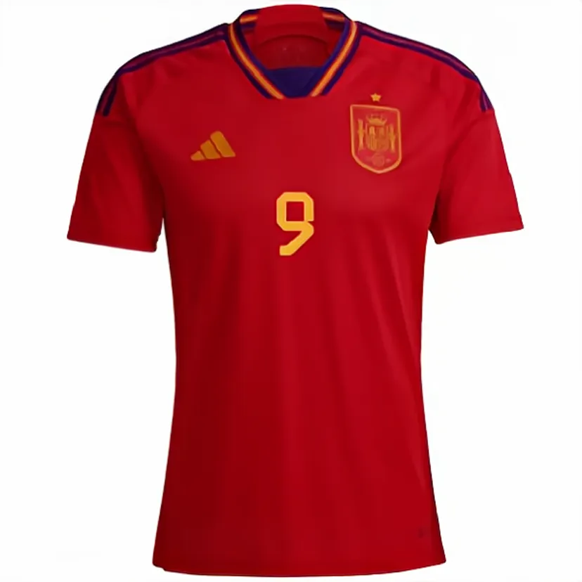 GAVI #9 Spain 1:1 Quality Home Red Fans Jersey 2022/23 ★★ Back