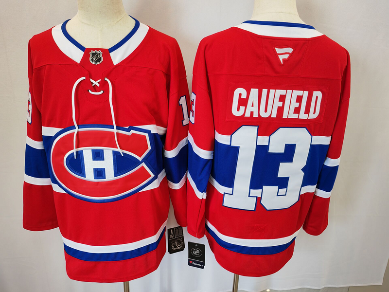 Men's Montreal Canadiens Cole Caufield #13 Red Player Jerseys