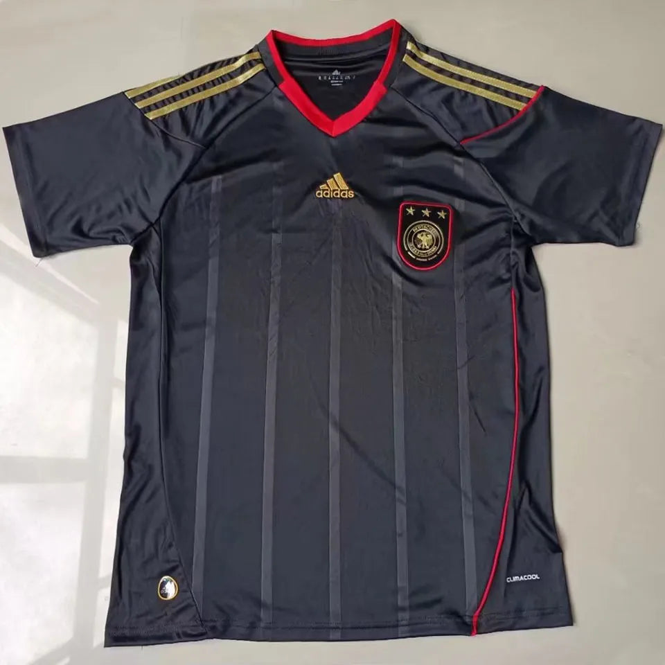 2010 Germany Away Black Retro Soccer Jersey Front