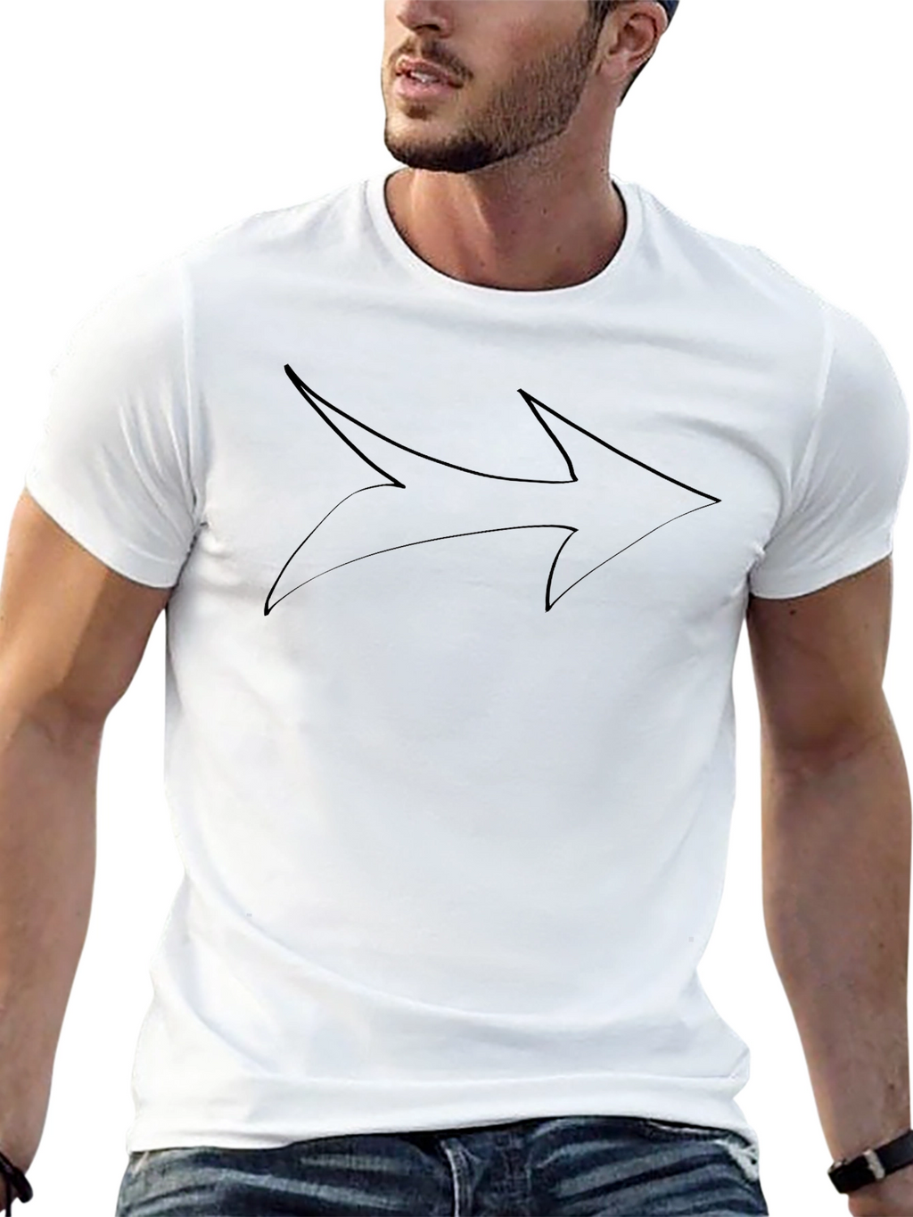 Mens Black Arrow Graphic Tee - Modern Casual Shirt