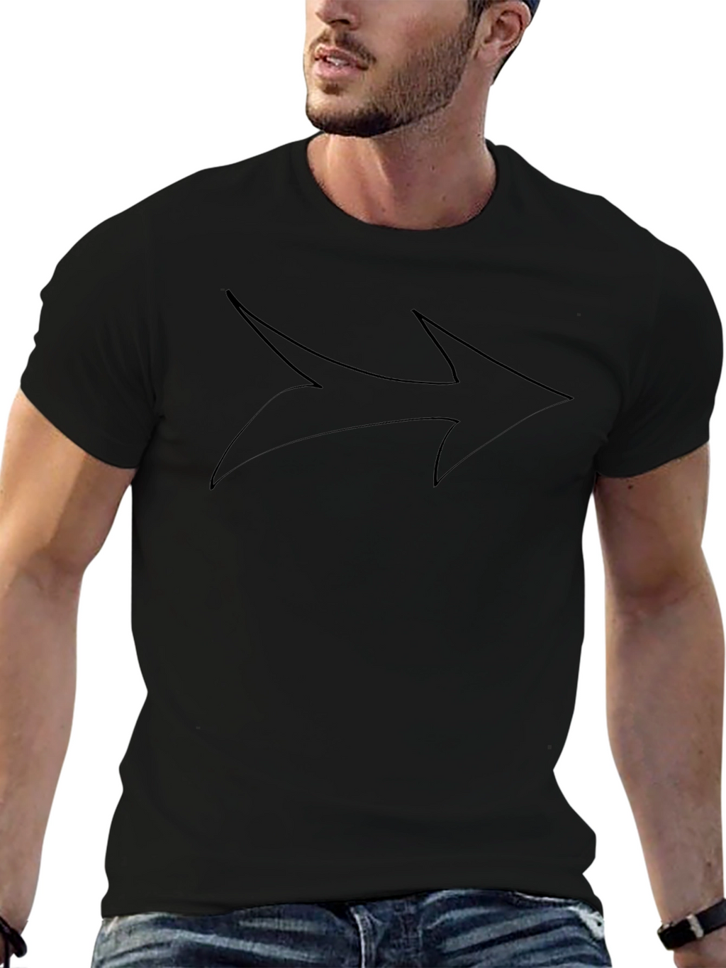 Mens Black Arrow Graphic Tee - Modern Casual Shirt