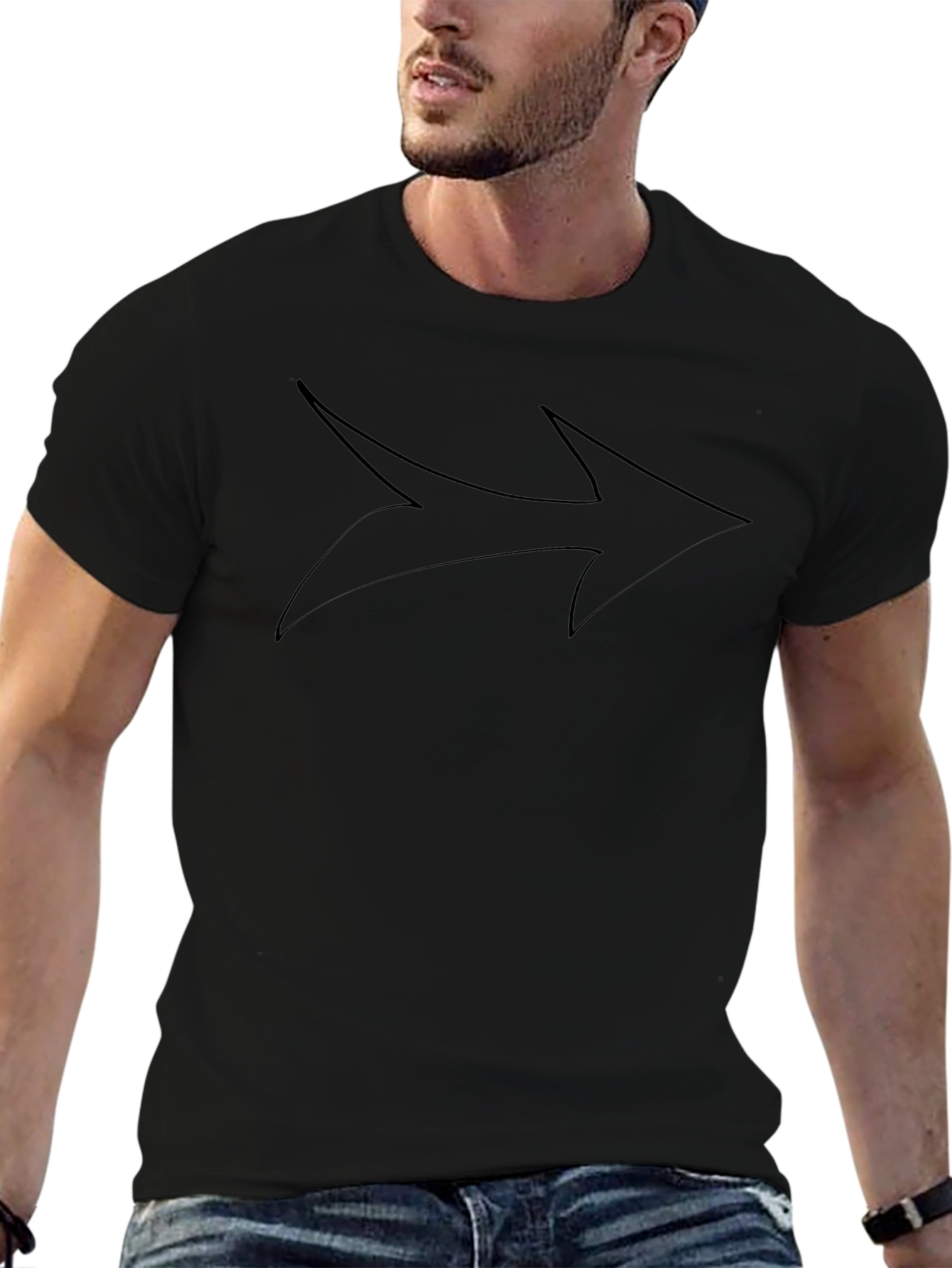 Mens Black Arrow Graphic Tee - Modern Casual Shirt