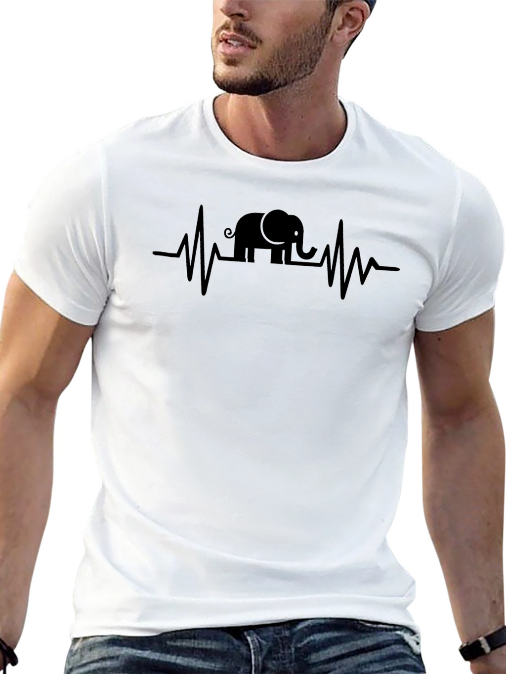 Elephant Heartbeat T-Shirt - Black Graphic Tee