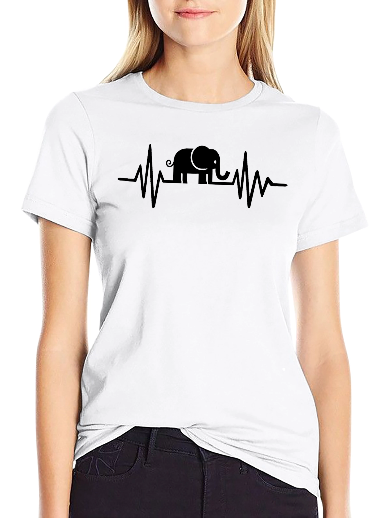Elephant Heartbeat T-Shirt - Black Graphic Tee