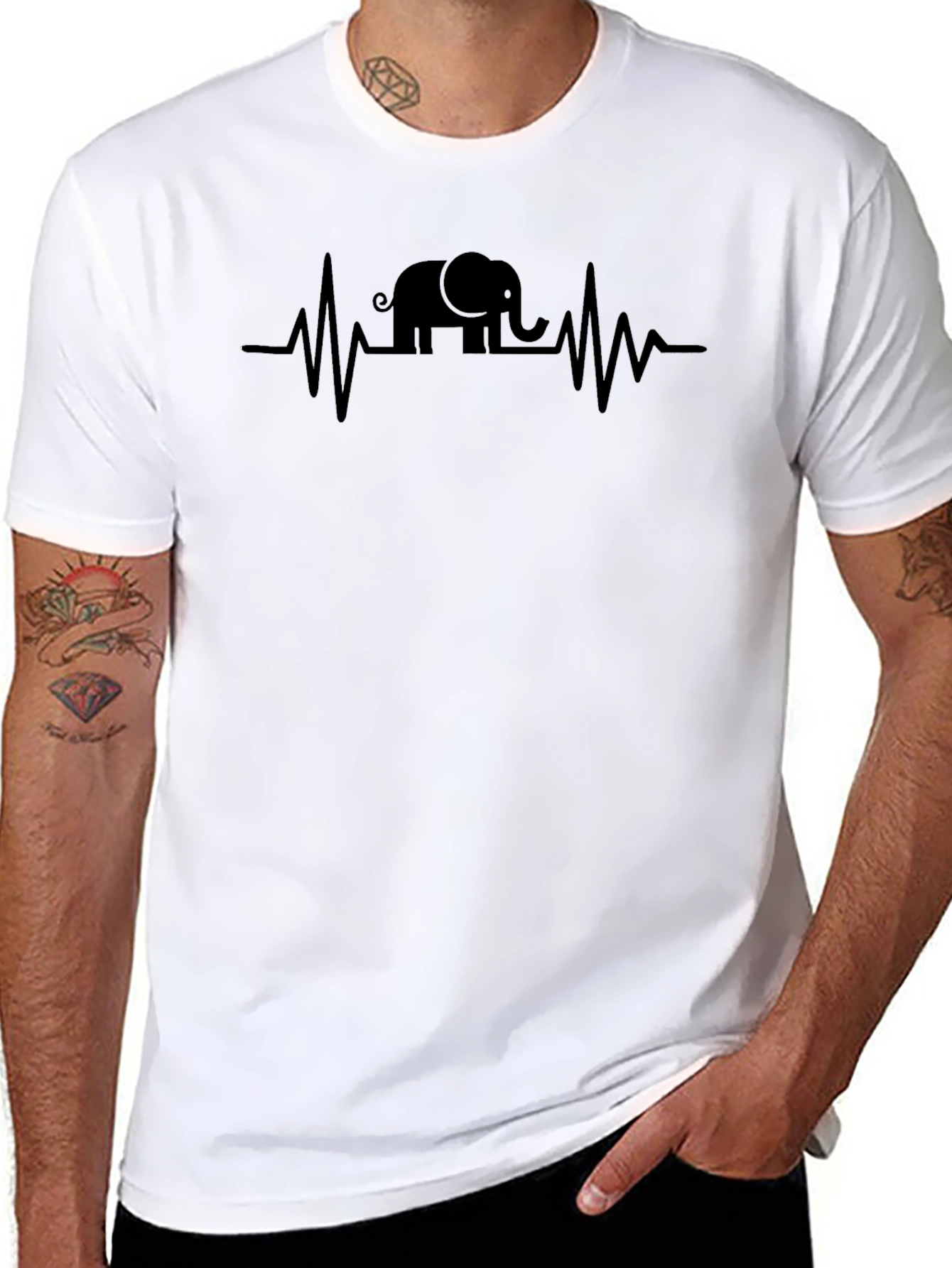 Elephant Heartbeat T-Shirt - Black Graphic Tee