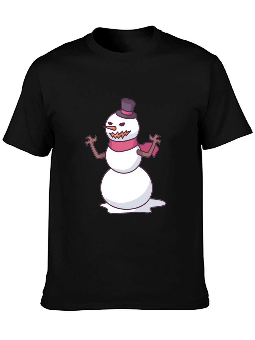 Mens Black T-Shirt with Evil Snowman Graphic