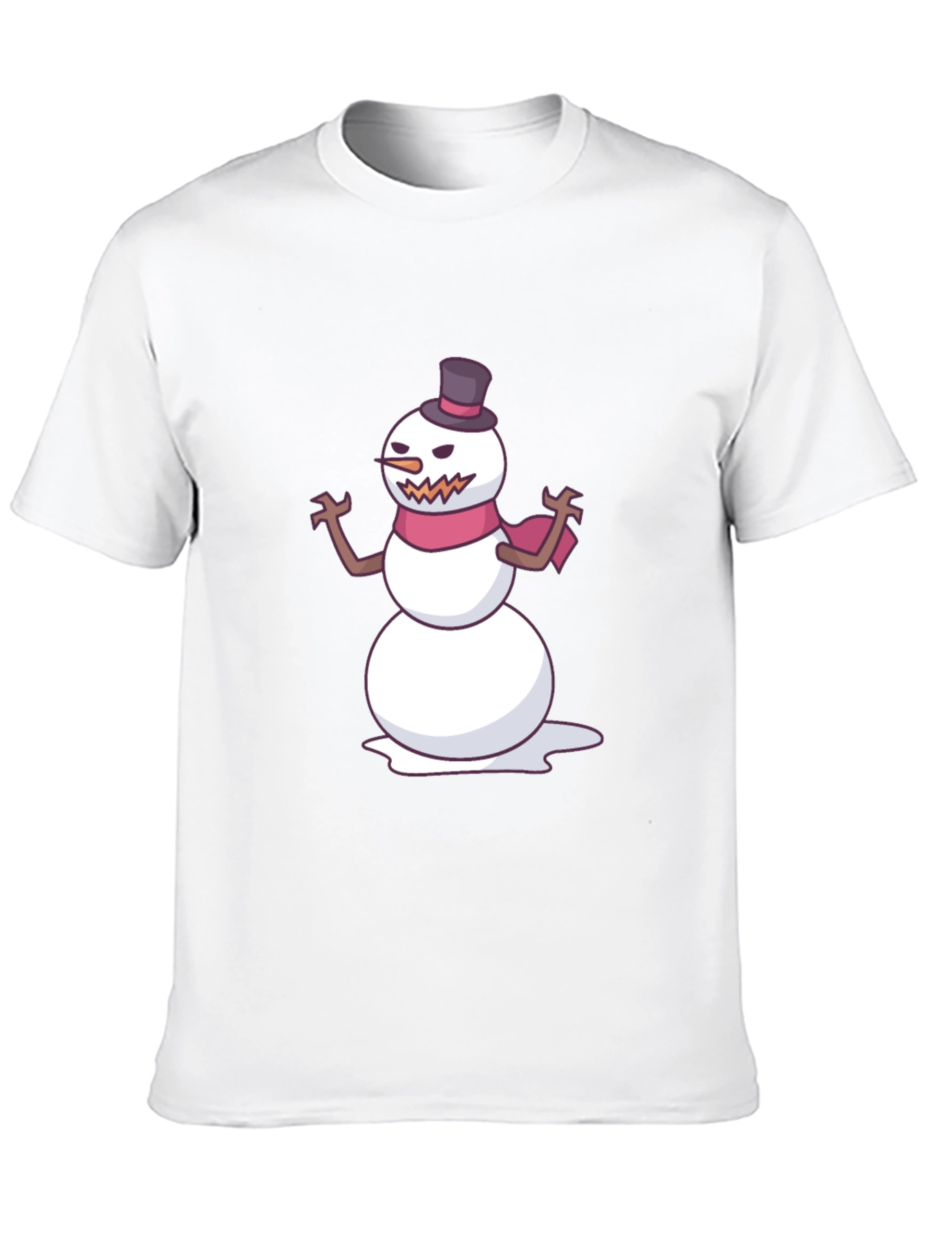 Mens Black T-Shirt with Evil Snowman Graphic