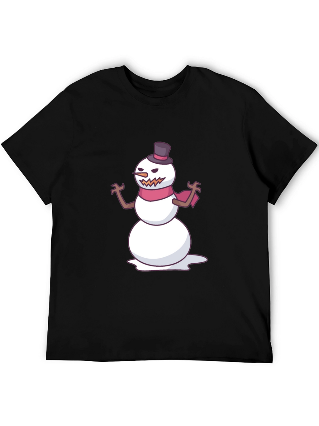 Mens Black T-Shirt with Evil Snowman Graphic