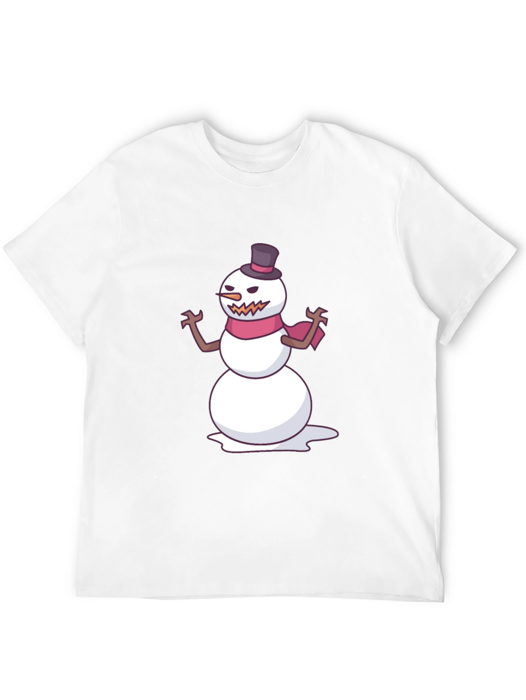 Mens Black T-Shirt with Evil Snowman Graphic