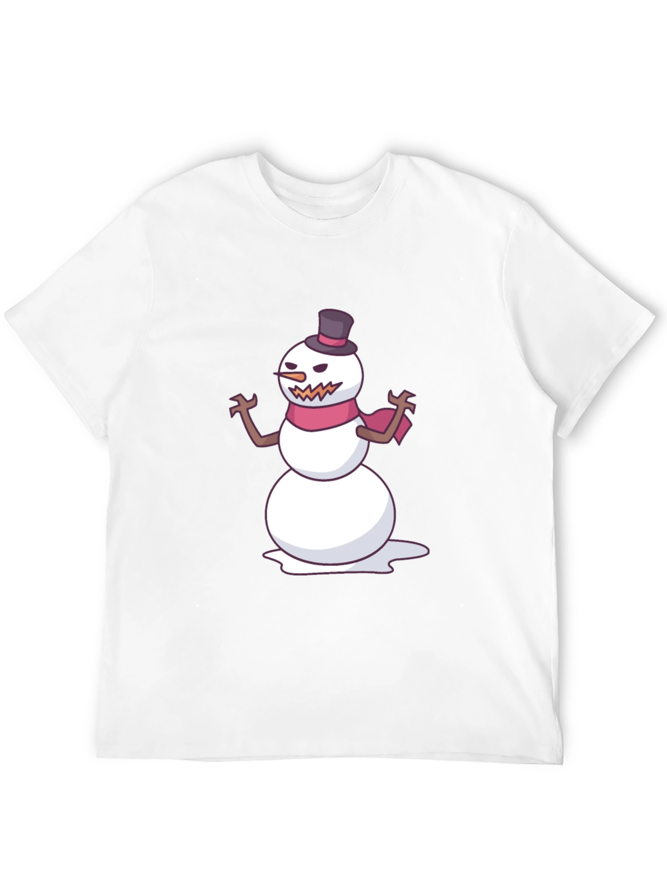 Mens Black T-Shirt with Evil Snowman Graphic